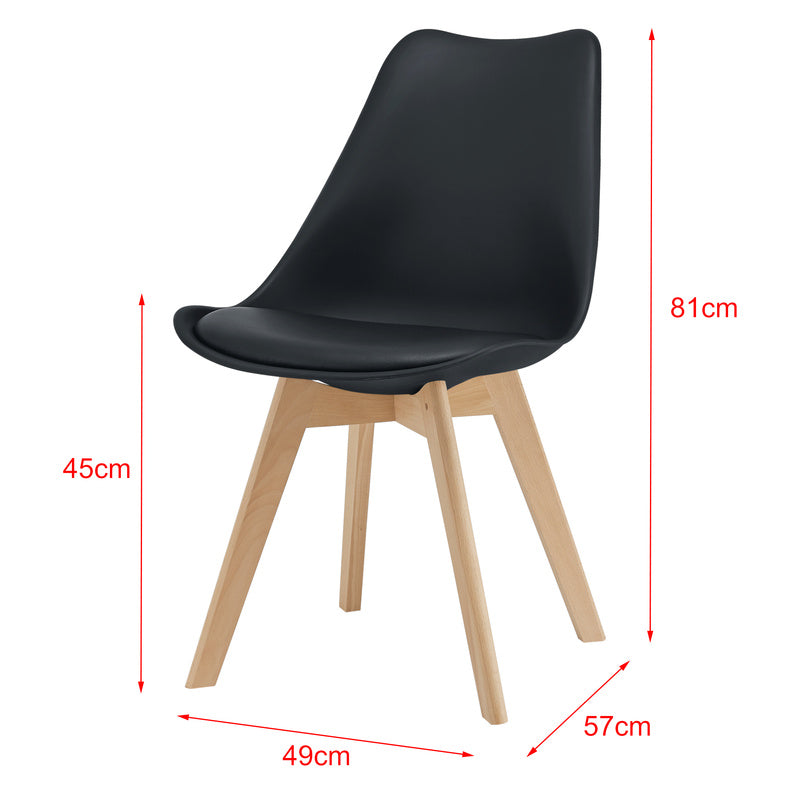 Eetkamerstoel – Stoel – Keukenstoel – Zwarte Stoel – Stoelset 6 Stuks – PU Kunstleer – Massief Beukenhout – 81x49x57 cm – Zithoogte 45 cm