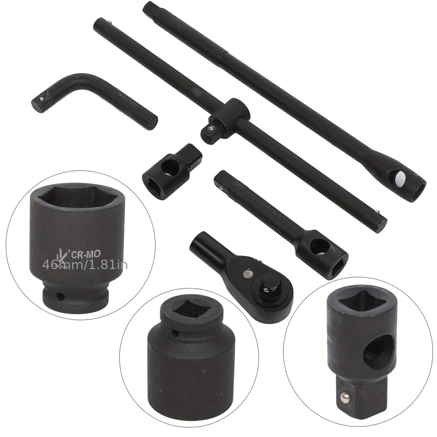 Dopsleutelset – Doppenset – Ratelsleutel – Gereedschapset – Sleutelset – 26-delig – Chrome Vanadium Staal – 3/4" & 1" Aandrijving 21-65mm