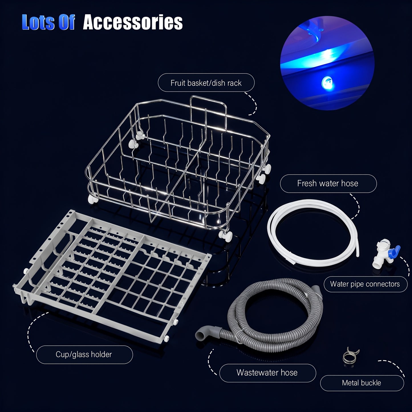 Draagbare Aanrechtvaatwasser – Mini Vaatwasser – Compacte Afwasmachine – Tafelmodel Vaatwasser – Mobiele Vaatwasser – 5-in-1 Wasprogramma’s – Zelfaanzuigend Water Systeem