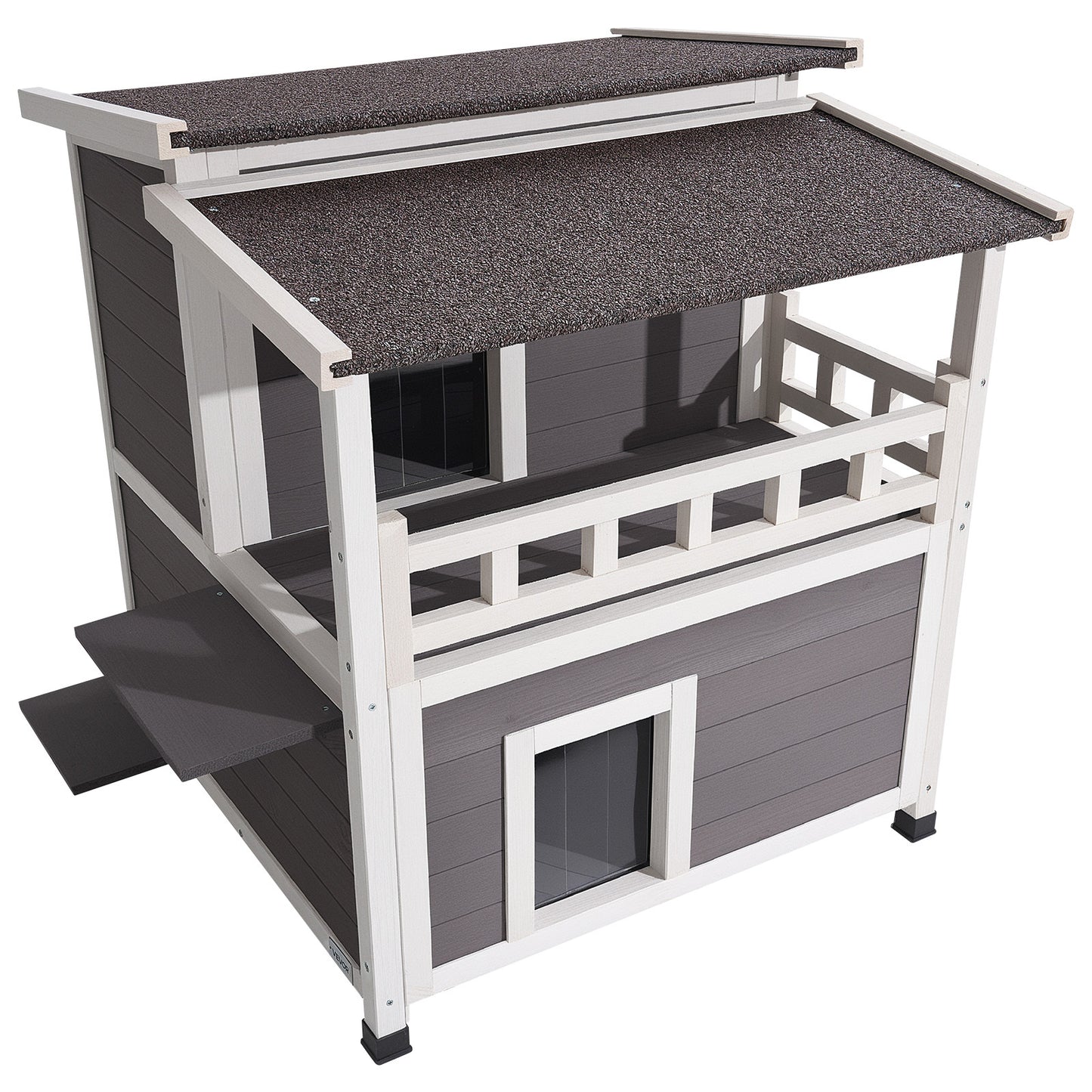 Kattenhuis – Buitenhuis Kattenhok – Kattenverblijf – Kattenhuisje – 2-Verdiepingen Houten Kattenhuis – Geïsoleerd Met Schuim – Weerbestendig En Ruim Voor 1-3 Katten