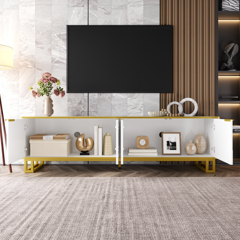 Four-door TV stand, TV mount, TV panel, low TV cabinet. Unique design, geometric texture. 160 x 37.5 x 48cm (Length x Width x Height)