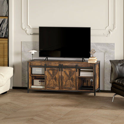 TV Lowboard – Tv Meubel – Dressoir – Tv Kast – Entertainmentmeubel – Rustic Brown – Industrieel Design – 6 Compartimenten – Geschikt Voor 60 Inch TV’s
