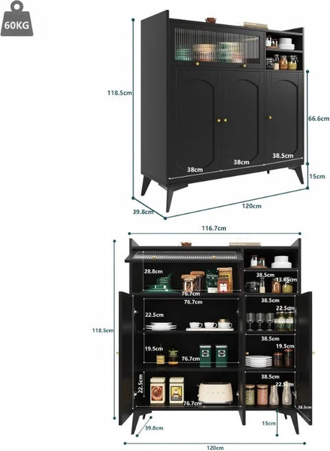 Household Dining Cabinet &amp; Kitchen Cabinet | Wall Shelf for Living Room Storage, Compact Design 120x39.8x118.5cm