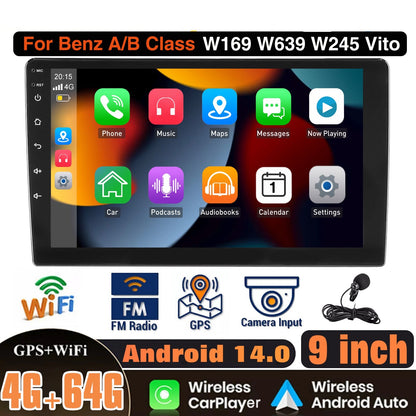 Android Auto Radio – Auto Multimedia Speler – 9 Inch Touchscreen – Dubbele Din Stereo – 4GB+64GB Geheugen – Android 14.0 Systeem – Draadloze CarPlay & GPS Integratie