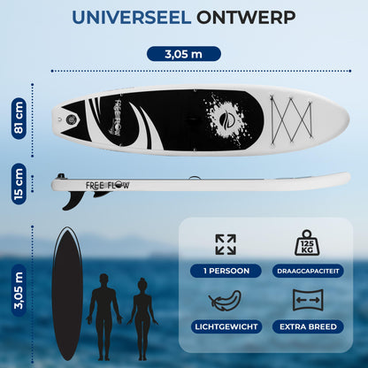 Opblaasbare SUP Board – Paddleboard – Stand Up Paddle – Inflatable Sup – SUP Set – Zwart en Lichtgrijs – Antislip Deck – Compleet Met Peddel & Pomp