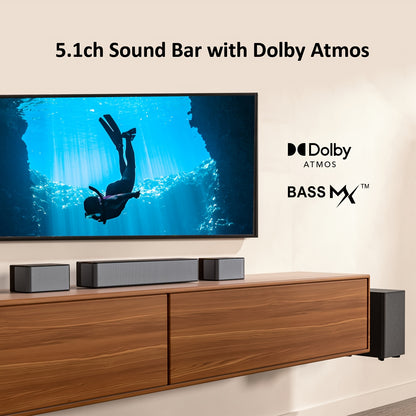 Soundbar – Home Theater Systeem – Surround Geluid – Draadloze Subwoofer – Audio Set – 410W Pieks Vermogen – Dolby Atmos 5.1 Surround