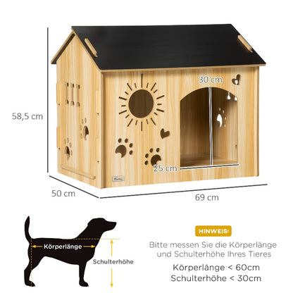 Houten Hondenhok – Hondenhuis – Huisdier Shelter – Buitenkennel – Dierenhok – Groot Formaat – Verhoogde Vloer & Weerbestendig Dak – Geschikt Voor Kleine En Grote Honden