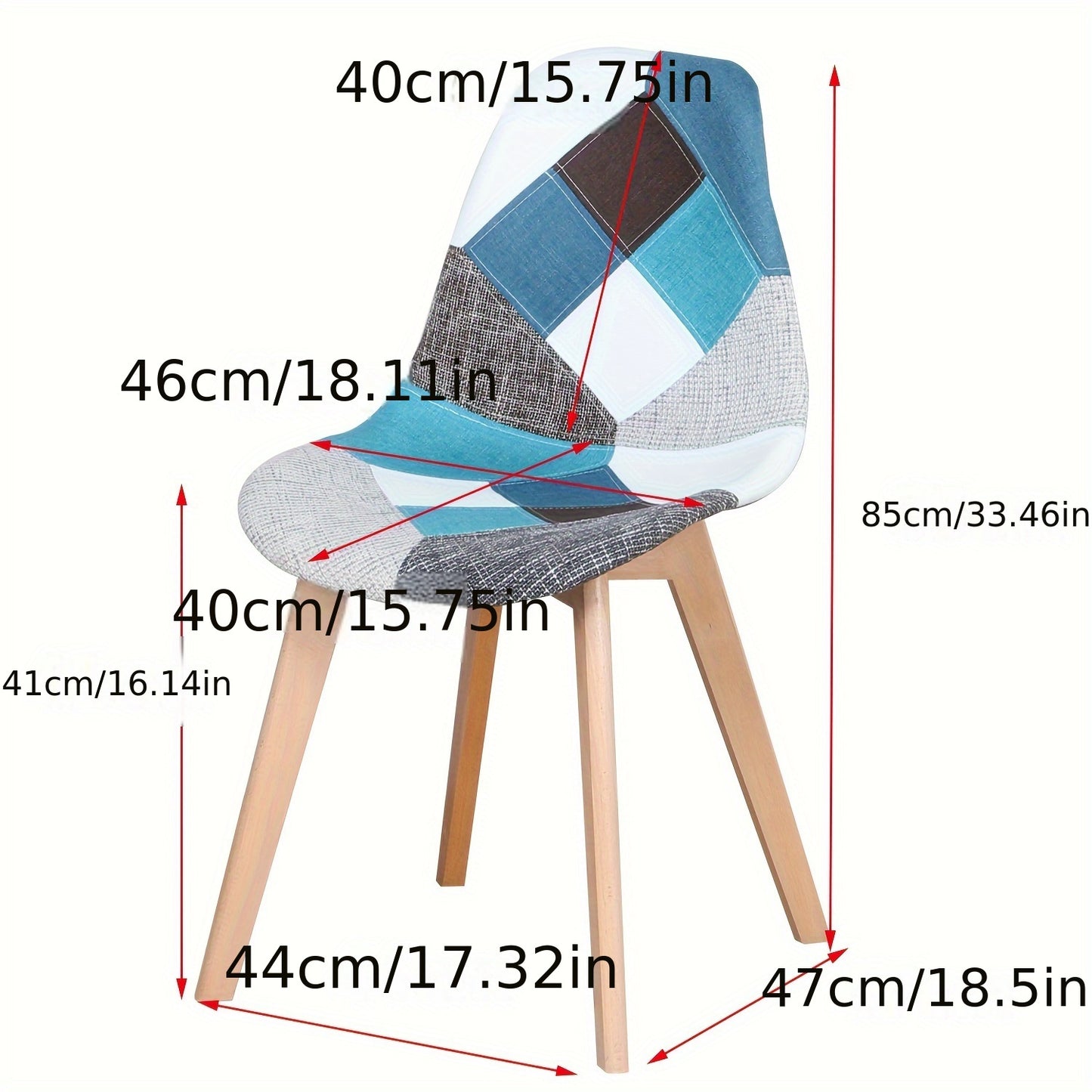 Eetkamerstoelen – Stoelen – Dinerset – Keukenstoelen – Zwarte Stoelen – Blauw Patchwork – Scandinavisch Design – Ergonomisch – Massief Beukenhout – Onderhoudsvriendelijk