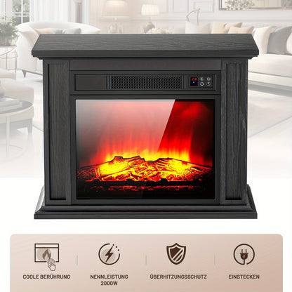 Elektrische Sfeerhaard – Elektrische Haard – Inbouwhaard – Vloerhaard – Sfeerverwarming – Realistisch Vlammenbeeld – Instelbare Warmte 1000-2000W – Afstandsbediening – Zwart
