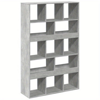 Spacious Gray Wooden Room Divider - 99.06cm x 33.02cm x 154.94cm - Perfect for Office, Bedroom, Living Room, Study - Durable Concrete-Treated Wood, Multi-Compartment Design, Room Space Divider|Minimalist Shelf Design|Sleek Co