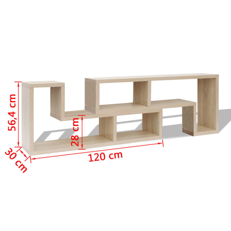 Double L-Shaped Oak TV Stand