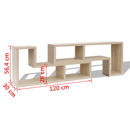 Double L-Shaped Oak TV Stand