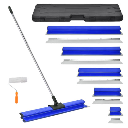 Gipsplaat Gereedschapset – Stucspatel Set – Plamuurmes – Schuurspatel – Muur Reparatie Gereedschap – Blauw – Telescopische Steel 86-270 cm – 5 Breedtes Met Opbergkoffer