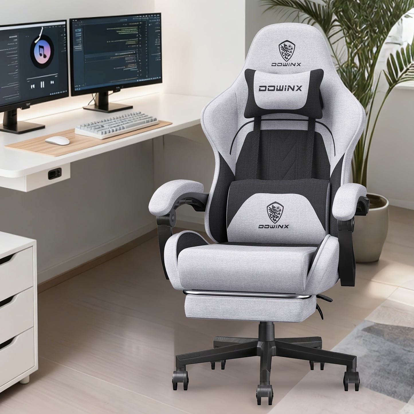 Ergonomic Gaming Chair with 3D Armrests & Lumbar Support - Heavy-Duty Metal Frame, Adjustable Footrest, PU Casters - Office Chair for Tall Users, Large Adults - Heavy Duty Construction, Easy-Clean Surface - Ideal for PC, Cons