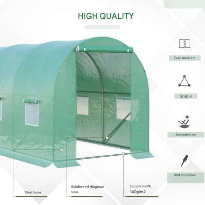 Tuinkas – Kweekkas – Plantenkas – Groentekas – Tunnelkas Groen – 8 m² – Gegalvaniseerd Stalen Frame 2,4 cm