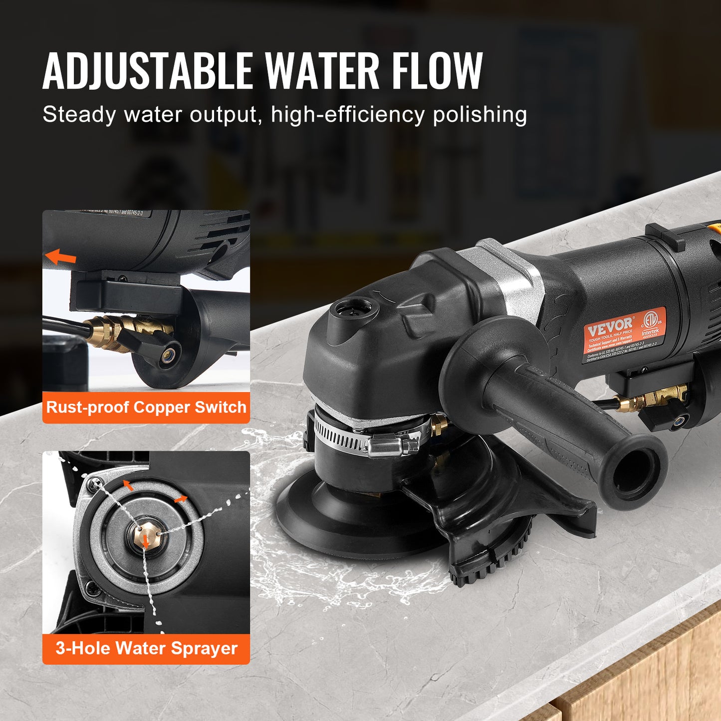 Betonpolijstmachine – Natsteenpolijster – Polijstmachine – Poetsmachine – Poliermachine – 4 Inch Schijf – 800W Vermogen – 6 Snelheden & Watersysteem