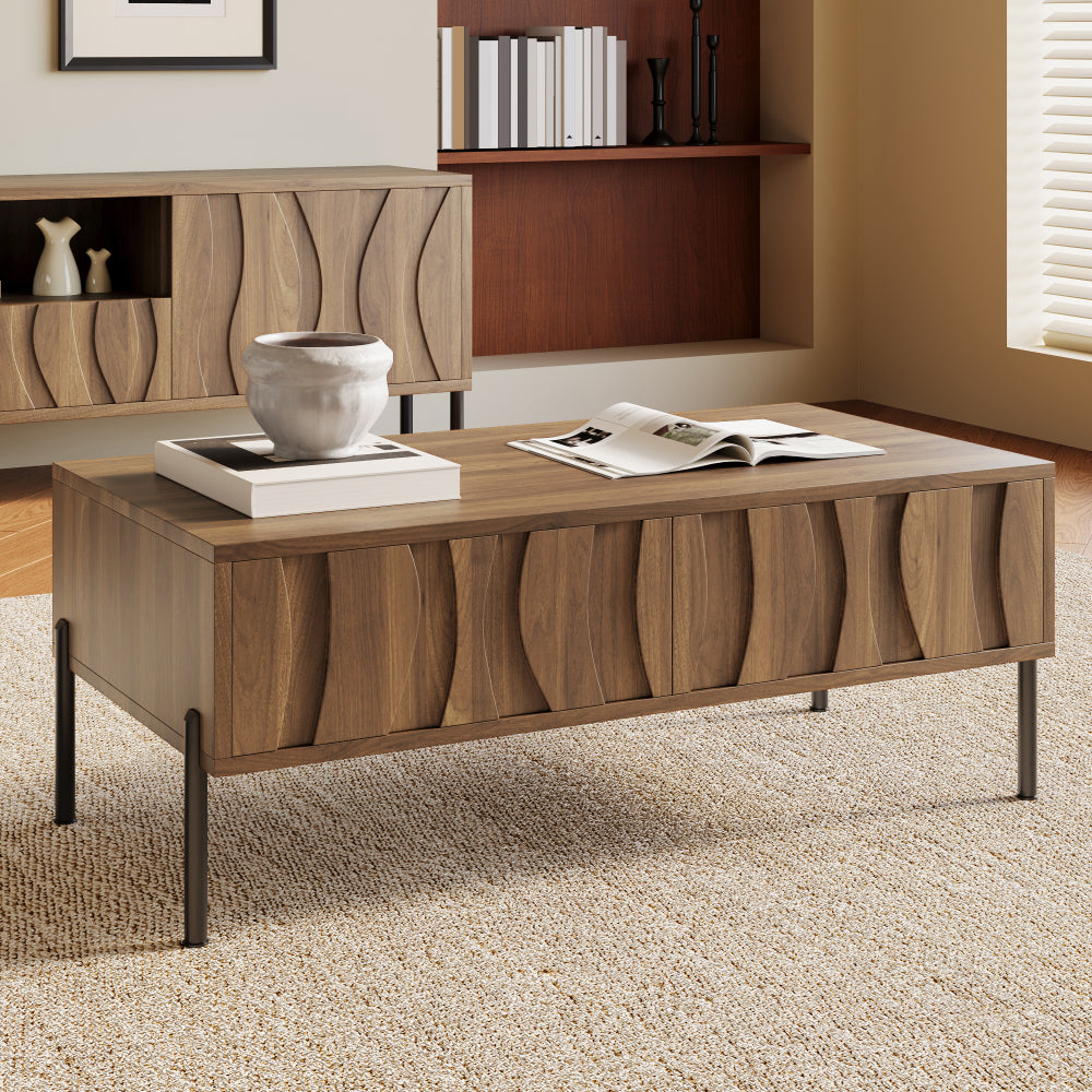 Ladekast – Ladenkast – Opbergkast – Commode – Dressoir – Wit Gelakt – 6 Ruime Laden – Stalen Poten – Modern Design – Ruimtebesparend – Eenvoudige Montage