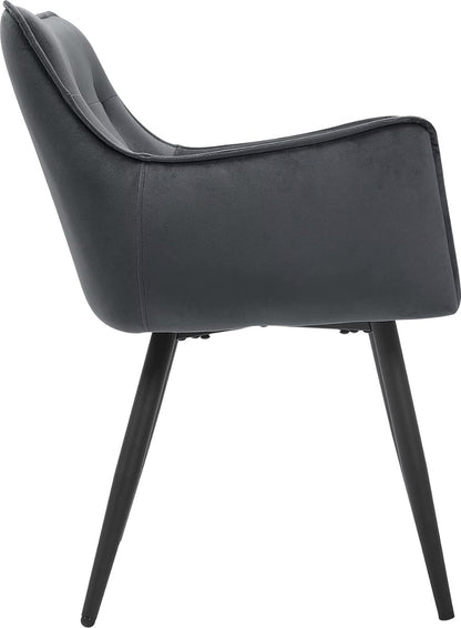 Dining room chair - Set of 2 chairs - Velvet dining room chair - Dining table chair - Armchair - Velvet - Black Leg - Dark gray