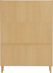 Houten Rotan Schoenenkast - Schoenenkast met 3 Schuine Deuren en 1 Lade - Massief Houten Poten en Handgrepen - Voor Smalle Ingangen - 90 x 125 x 17 cm