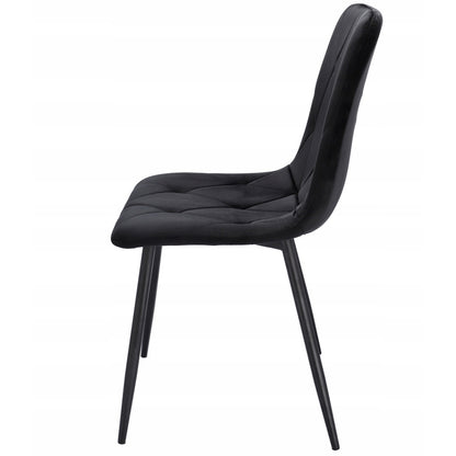 Fauteuil – Stoel – Zetel – Lounge Chair – Armstoel – Gestoffeerd Velours – Met Ruitstiksels – Zwarte Metalen Poten – Max 130 kg