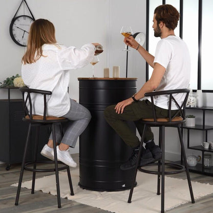 Barstoelen – Barstoelen Met Rugleuning – Keukenstoelen – Barkrukken – Draaistoelen – 63 cm Zithoogte – 360° Draaibaar Met Voetsteun