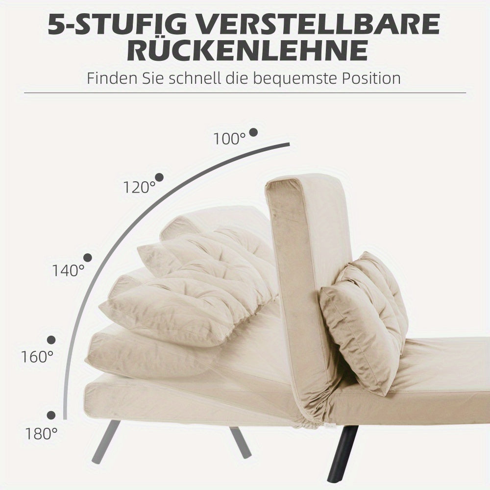 Slaapbank – Bedbank – Klapbank – Sofa Bed – 2-in-1 Bank – Verstelbare Rugleuning 180° – Memory Foam Kussens – Compact 102x73x81 cm – Stabiel Stalen Frame – Antislipvoeten