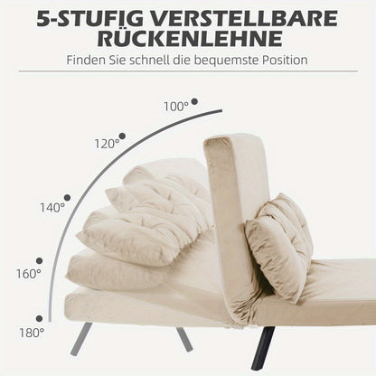 Slaapbank – Bedbank – Klapbank – Sofa Bed – 2-in-1 Bank – Verstelbare Rugleuning 180° – Memory Foam Kussens – Compact 102x73x81 cm – Stabiel Stalen Frame – Antislipvoeten