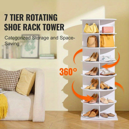 Schoenenrek – Schoenenkast – Schoenenopberger – Schoenentoren – Schoenhouder – 7 Lagen – 360° Draaibaar – Houten Zwart Design