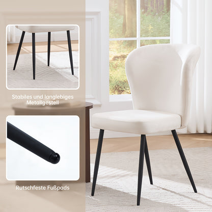 4 Dining Chairs Set, Modern Kitchen Chairs with Velvet Fabric and Metal Legs, Suitable for Dining Room, Kitchen, Living Room, Bedroom, Classic Style, Armless Design, Solid Back, No Electricity Needed, Easy to Clean, Dining Ro