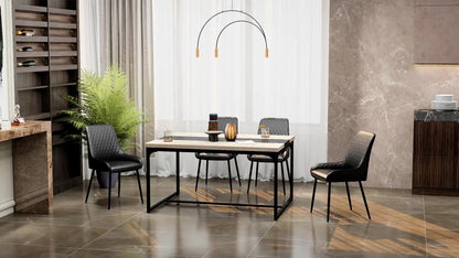 Industriële Eettafel – Tafel – Eetkamertafel – Keukentafel – Werktafel – Zwart Metaal en Hout – Geschikt voor 6 Personen – 120x89 cm