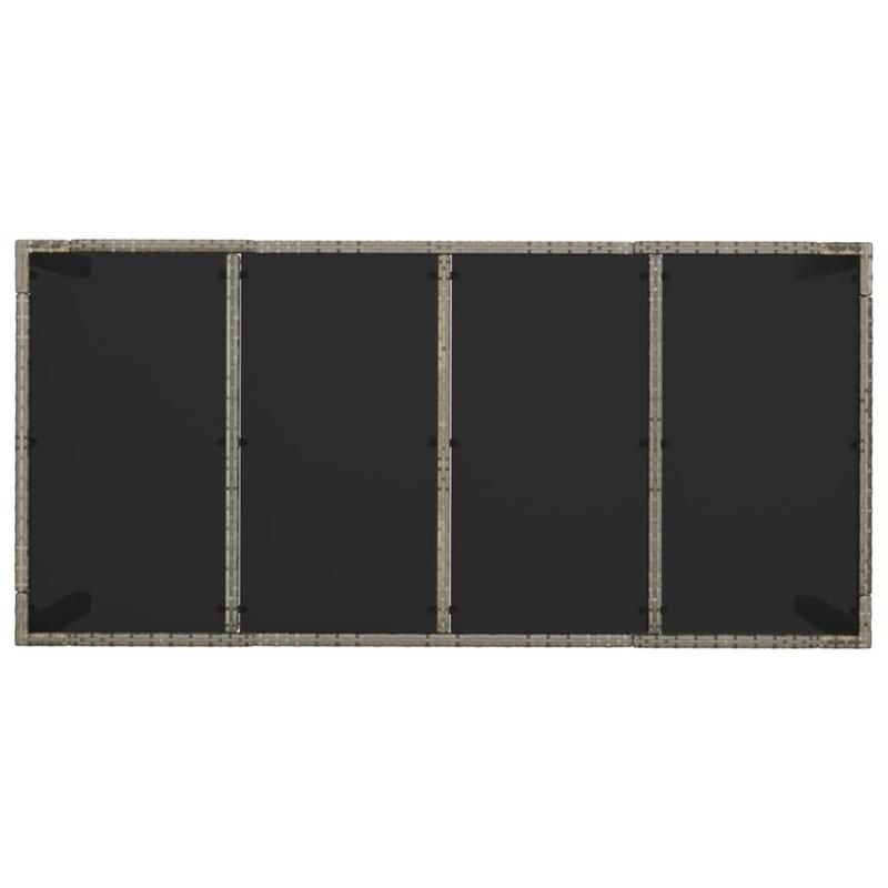 Tuintafel – Buiten Tafel – Tuinmeubel – Terrastafel – Rattan Tafel – Grijs – Weerbestendig Poly Rattan – Glas Tafelblad 190x90x75 cm