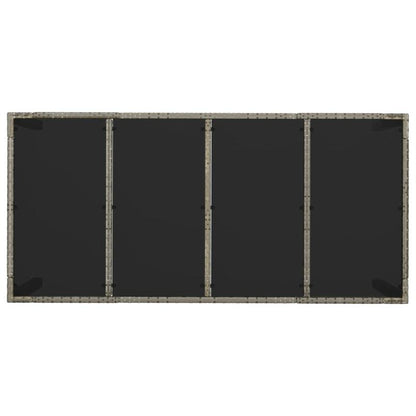 Tuintafel – Buiten Tafel – Tuinmeubel – Terrastafel – Rattan Tafel – Grijs – Weerbestendig Poly Rattan – Glas Tafelblad 190x90x75 cm