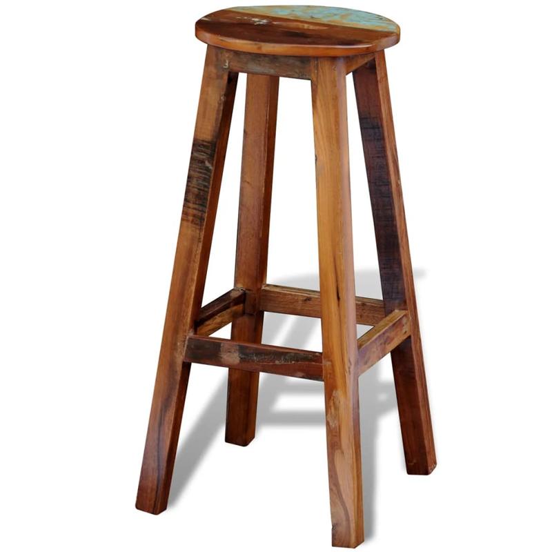 Solid Bar Stool - Massive Thick Square Leg & Wide Base, Heavy-Duty Modern Counter Stool with Backrest-like, Easy Assembly, Bar, for Cave - Wood Grain (No, Sturdy Four-Legged Design)