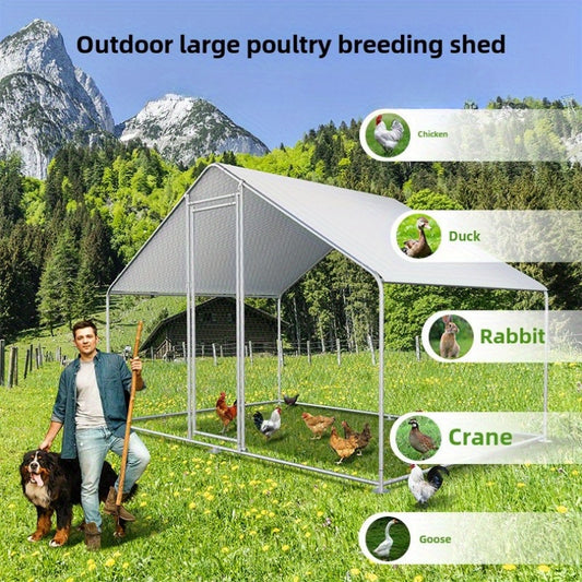 1pac Walk-in Chicken Coop for 20-40 Chickens, Large Metal Poultry Cage Run with Waterproof Cover, Outdoor Backyard Chicken House for Small Animals, Chicken Coop for Small Animals