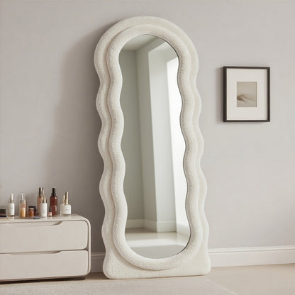 Vloerspiegel – Staande Spiegel – Passpiegel – Wandspiegel – Full Body Spiegel – Zwart Fluwelen Frame – Extra Groot Formaat – Organisch Irregular Design