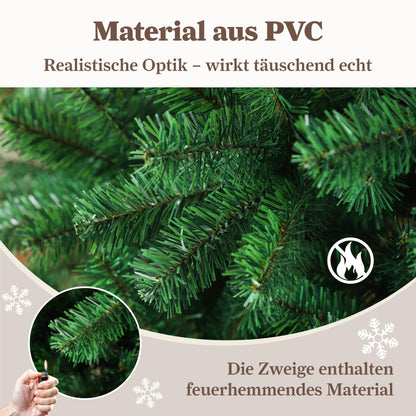 Kunstkerstboom – Nepkerstboom – Kerstboom Kunst – Sierboom – Groene Kerstboom – 210 cm Hoog – 1050 Dichte PVC Takken – Metalen Voet – Eenvoudige Montage