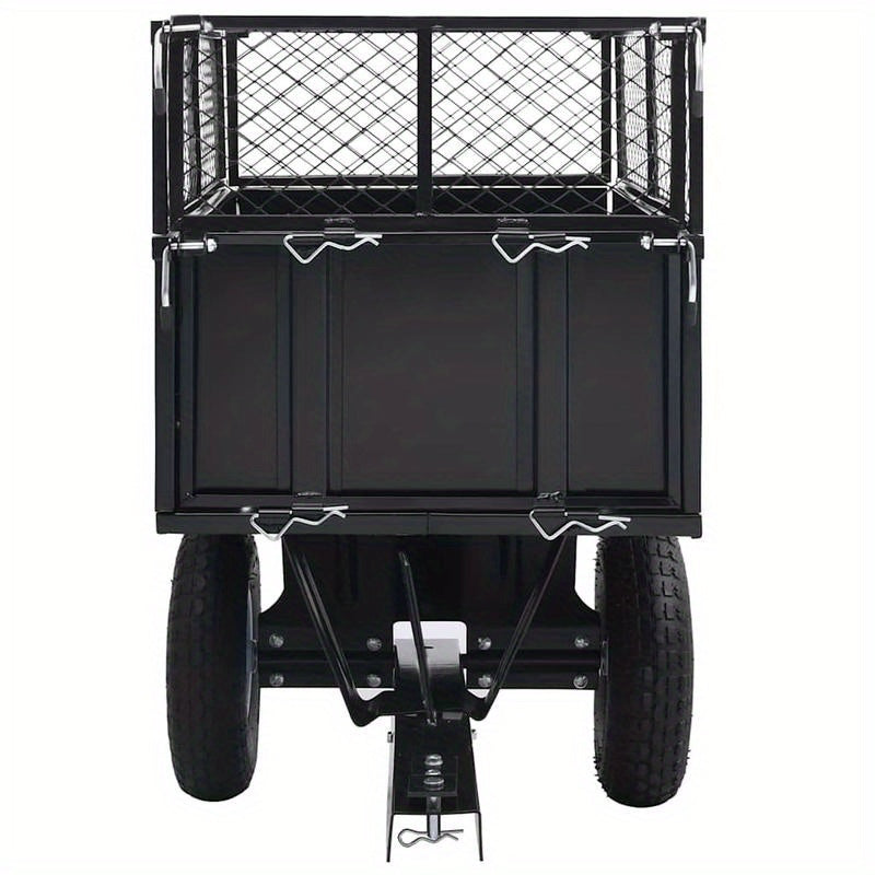 Tuinwagen – Tuinkar – Bolderkar – Transportkar – Tuintrolley – Stevig Stalen Frame – 150 kg Draagkracht – Opblaasbare All-Terrain Wielen – Grote Laadbak 130x52x87 cm – Zwart