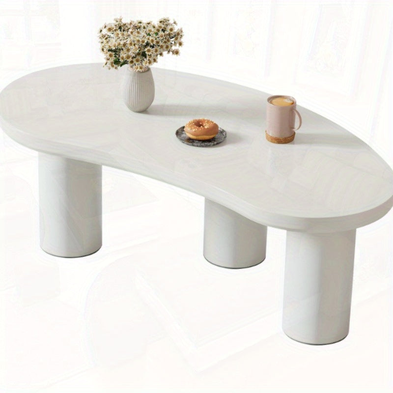 Salontafel – Koffietafel – Bijzettafel – Livingtafel – Woonkamertafel – Halve Maan Vorm – PVC Voet Met Vilten Onderlaag – 107x57x40,5 cm