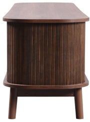 TV-Meubel - van Natuurlijke Houtmix - met Deuren en Lades - TV-Meubel met Rotan Zijkanten - Opbergoplossing - Natuurlijke - Landhuisstijl