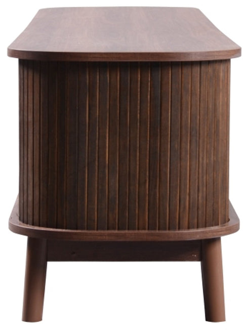 TV-Meubel - van Natuurlijke Houtmix - met Deuren en Lades - TV-Meubel met Rotan Zijkanten - Opbergoplossing - Natuurlijke - Landhuisstijl