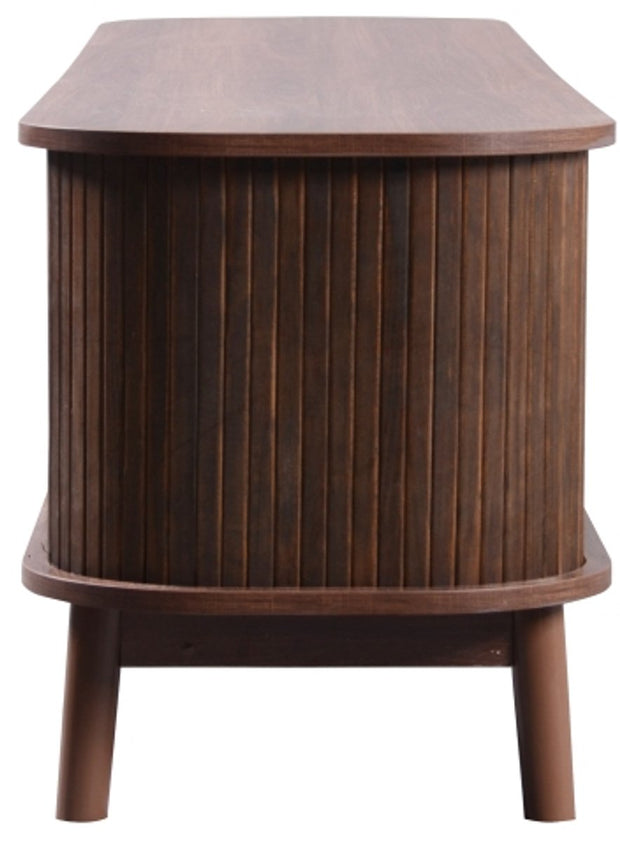 TV-Meubel - van Natuurlijke Houtmix - met Deuren en Lades - TV-Meubel met Rotan Zijkanten - Opbergoplossing - Natuurlijke - Landhuisstijl