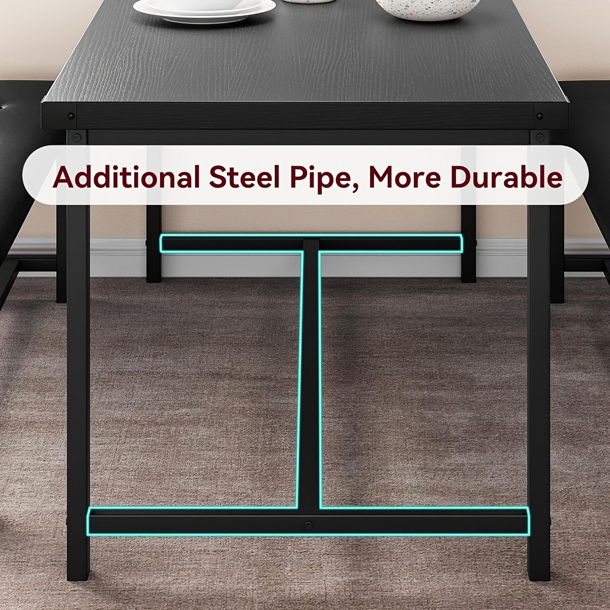 Eetkamertafel met 2 Banken – Keukentafel Set – Tafel voor 4 Personen – Bankenset – Rechthoekige Tafel – Vintage Kleur – Comfortabele Geplaatste Banken – Duurzame Constructie