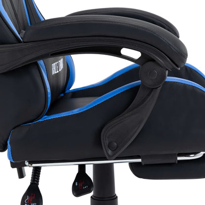 Bureaustoel – Bureaustoel Ergonomisch – Gamingstoel – Werkstoel – Stoel Verstelbaar – Inklapbare Voetensteun – Kunstleer Blauw Zwart