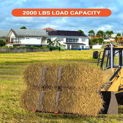 2000/4000/6000 Clamp-On Pallet Forks for Tractor Bucket - Heavy-Duty Quick Attach Bucket Forks with Adjustable Stabilizer Bar, Skid Steer & Loader Compatibility, Fits Attachments (No Tools/Compatible with Most Loader Buckets