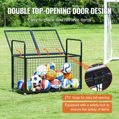 Ballenwagen – Ballenkar – Ballenrek – Balcontainer – Ballenbox – Dubbel Laags Opbergwagen – Stevig Metalen Frame – 114x61x64 cm – Met Wielen En Afsluitbaar