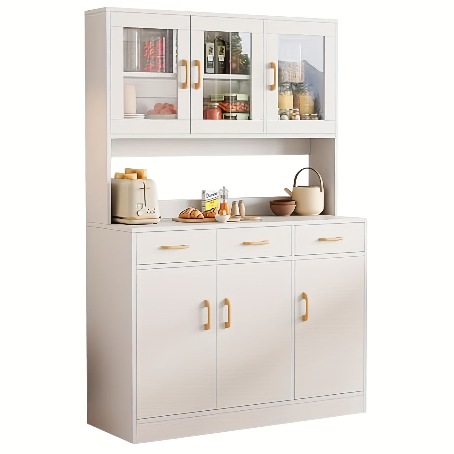 Dressoir – Buffetkast – Opbergkast – Keukenkast – Sideboard – Wit – 170x100x30 cm – 6 Deuren en 3 Lades – Vrijstaand Houten Meubel