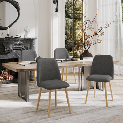 Eetkamerstoel – Stoel Voor Eetkamer – Dinning Chair – Keukenstoel – Dining Chair – Licht Beige Stoffering – Stevige Houten Poten
