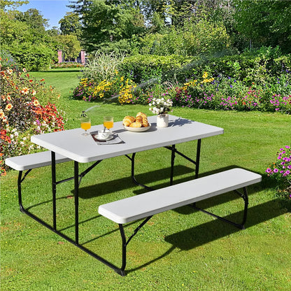 Campingtafel – Picknicktafel – Klaptafel – Vouwtafel – Kampeertafel – Inklapbaar – Ruim 136 cm – Weerbestendig Wit