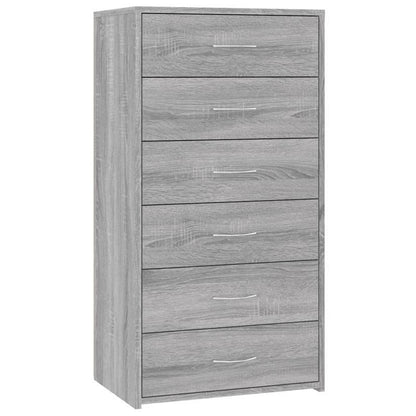 Sideboard – Dressoir – Kast – Opbergmeubel – Ladenkast – Sonoma Grijs – 6 Laden – Compacte Ruimtelijke Opbergruimte