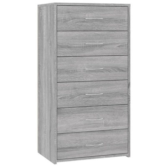 Sideboard – Dressoir – Kast – Opbergmeubel – Ladenkast – Sonoma Grijs – 6 Laden – Compacte Ruimtelijke Opbergruimte